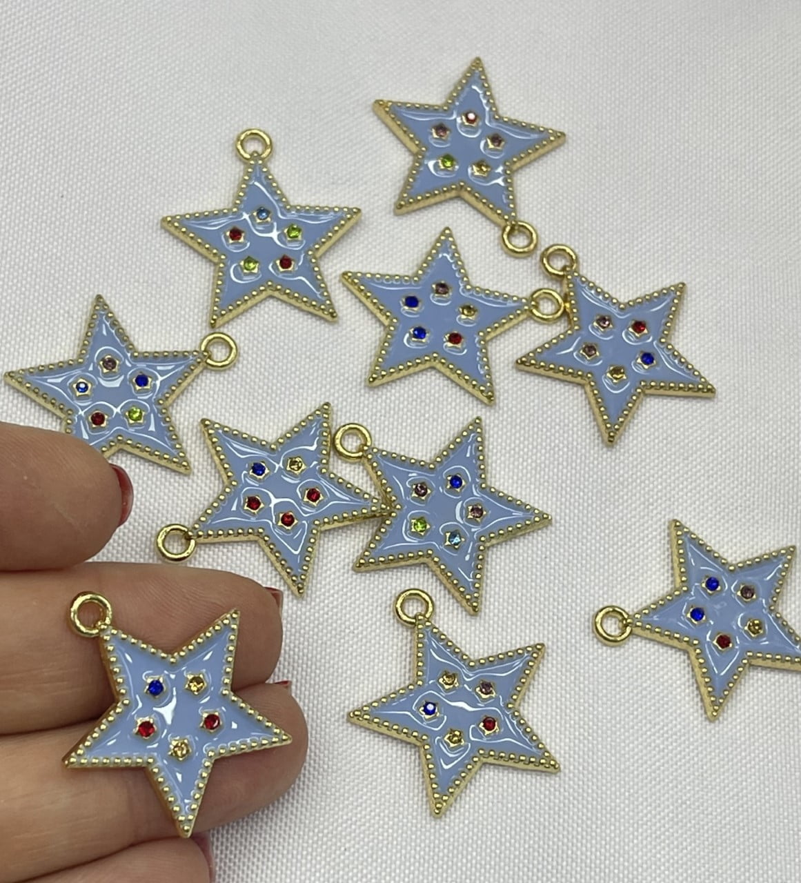 Pingente de Estrela Azul com Strass - 1 Unidade   