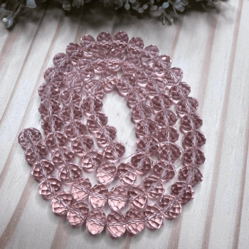 Fio Cristal de Vidro Facetado Rosa Rosé 12mm 