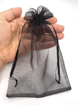 Saco de Organza Preto 14 /12cm - 10 Unidades