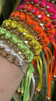 Pulseiras Corrente com Fio de Cetim -1 unidade